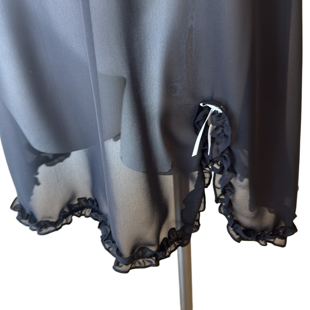 Inner Secret Black Sheer Embroidered Babydoll Gown Large - Picture 3 of 6